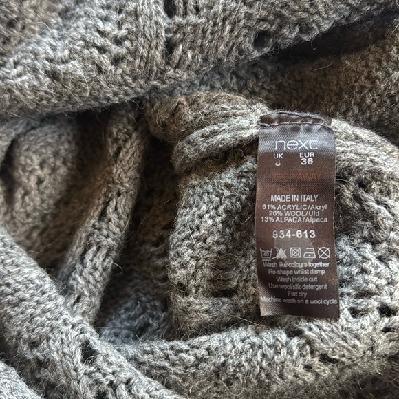 Next Lacy Knit dress gray heather wool alpaca blend soft stretchy beautiful 36 8 - Picture 6 of 8